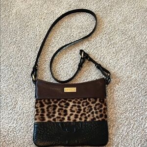 Brahmin Brown and Black Crossbody Bag with Leopard Print